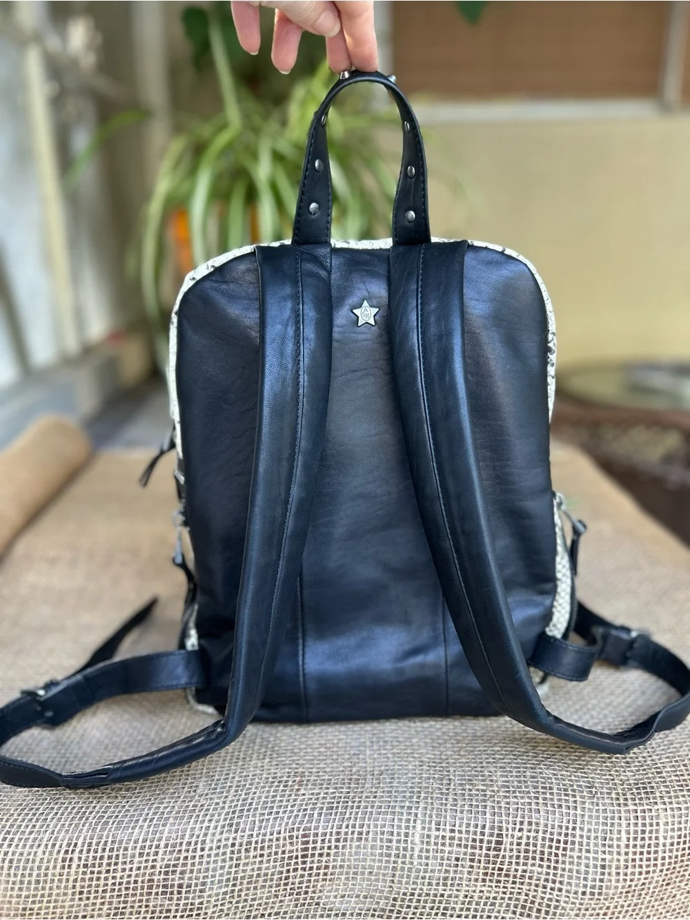 Ash leather backpack